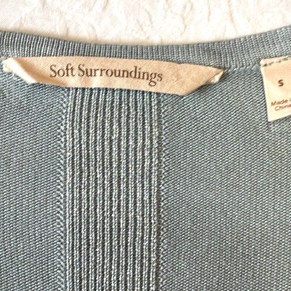 Soft Surroundings Pale Teal & Silver Tunic, Size Small, EUC, Drop Shoulders - Picture 2 of 13